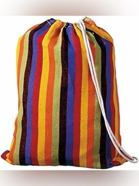 Boho Striped Drawstring Tote Bag Multicolor Woven Hippie Festival Cinch Sack